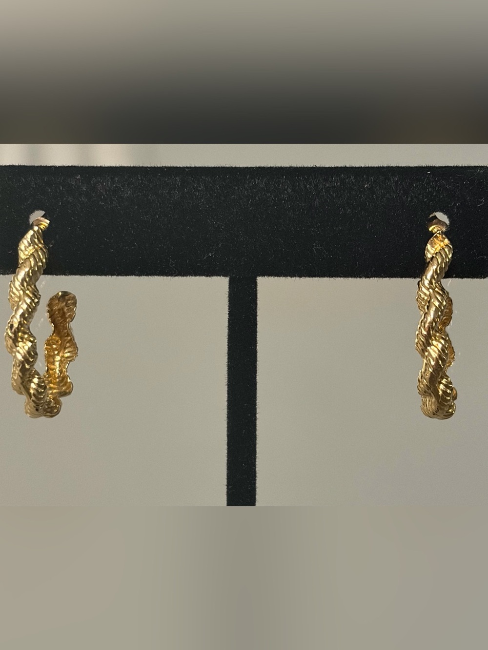Gold Twisted Rope Hoop Earrings - Women Jewelry 14 K